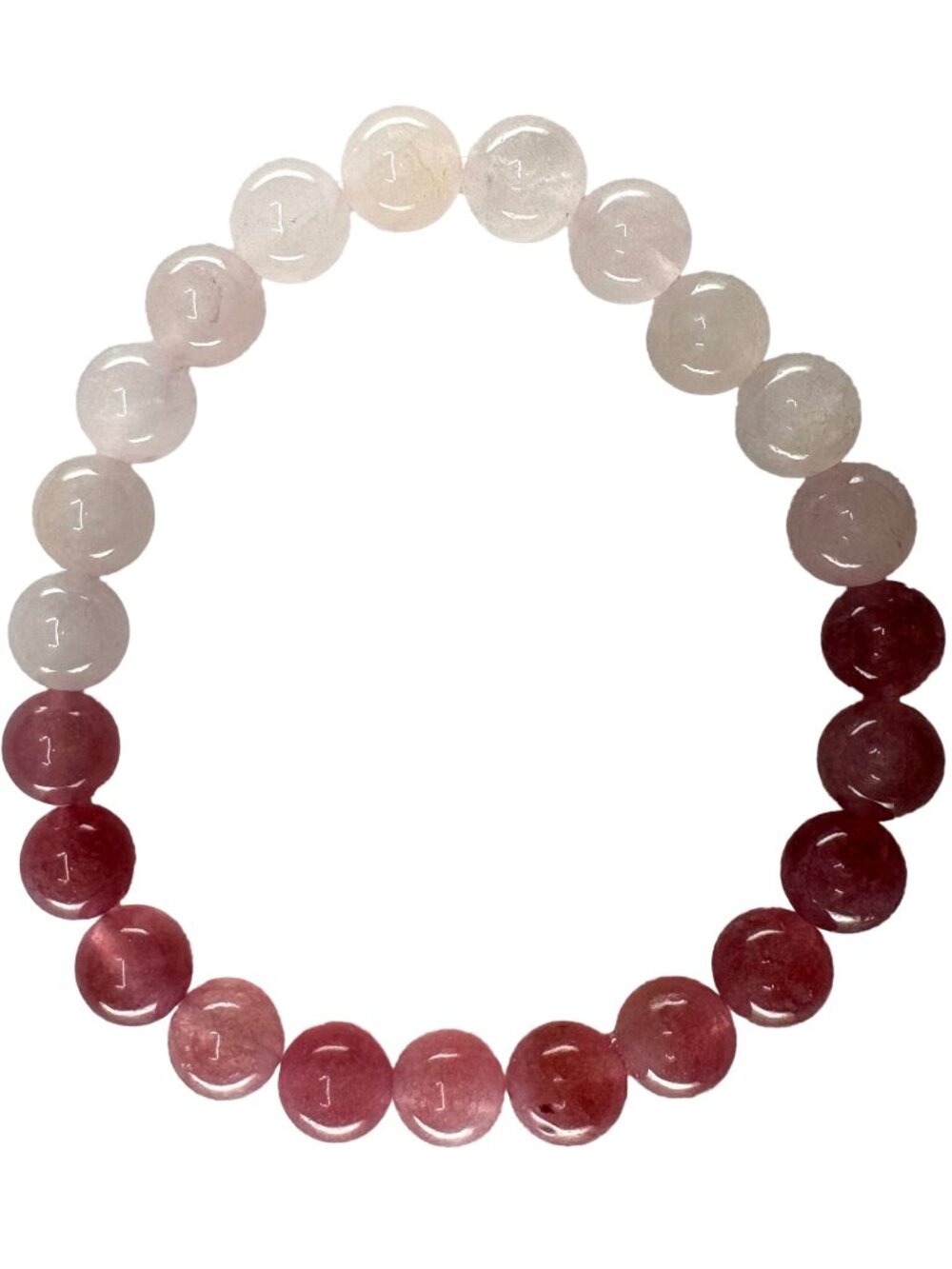 8mm Natural Red Strawberry Rose Quartz Bead Bracelet 6.75" Gradient Ombre Gift